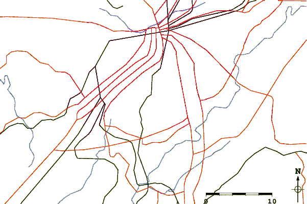 Roads and rivers around Shades Mountain