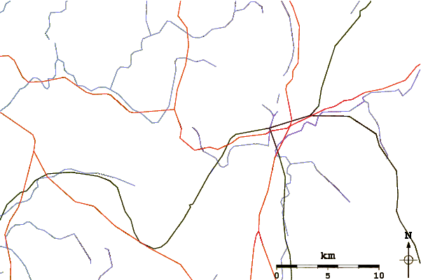 Roads and rivers around Shaker Mountain