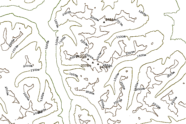 Mountain peaks around Sharktooth Mountain