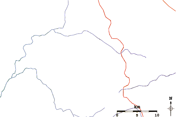 Roads and rivers around Sharktooth Peak