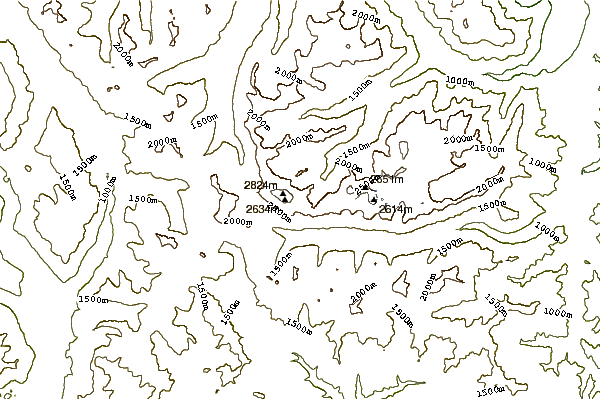 Mountain peaks around Sherpa Peak