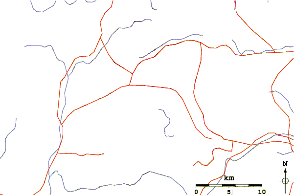 Roads and rivers around Shirane-yama or Nikko-shirane