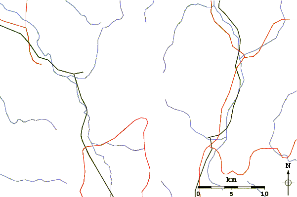 Roads and rivers around Shirouma Dake