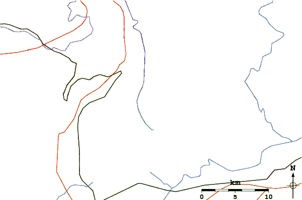 Roads and rivers around Shortoff Mountain