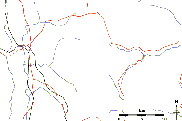 Roads and rivers around Shrewsbury Peak