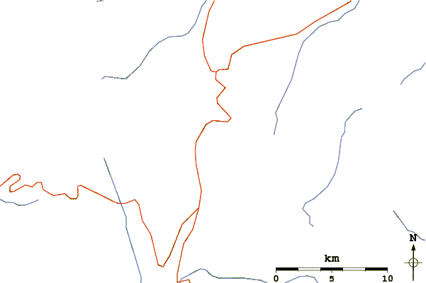 Roads and rivers around Shriner Peak