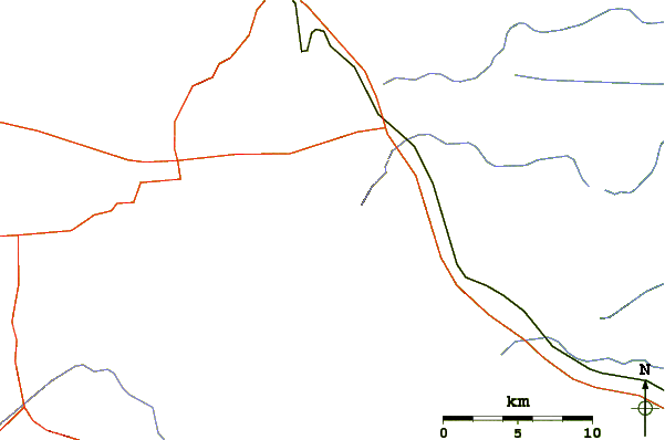 Roads and rivers around Sierra Grande