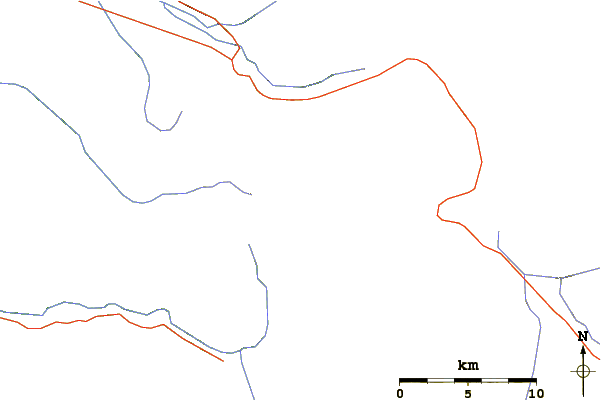 Roads and rivers around Sierra Velluda