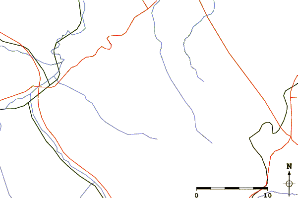 Roads and rivers around Pico del Rayo