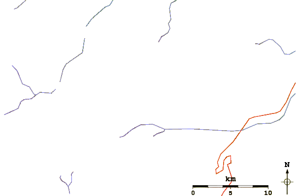 Roads and rivers around Silver Run Peak