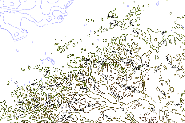 Mountain peaks around Skjorta