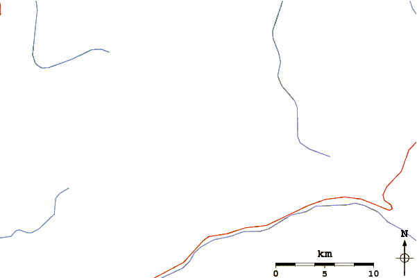 Roads and rivers around Sleepy Cat Peak