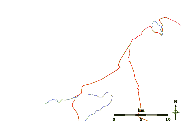 Roads and rivers around Slieve Elva