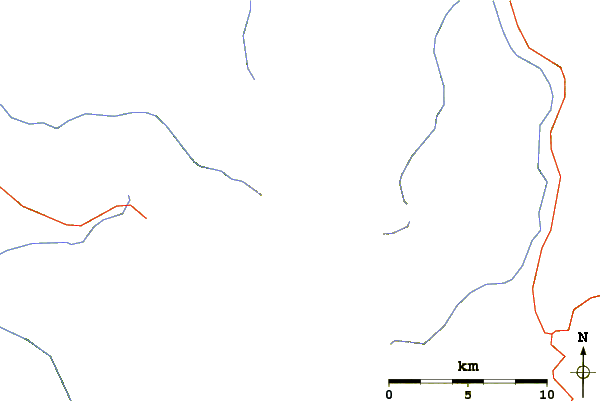 Roads and rivers around Sluiskin Mountain