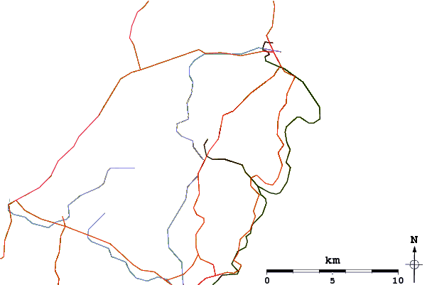 Roads and rivers around Snaefell