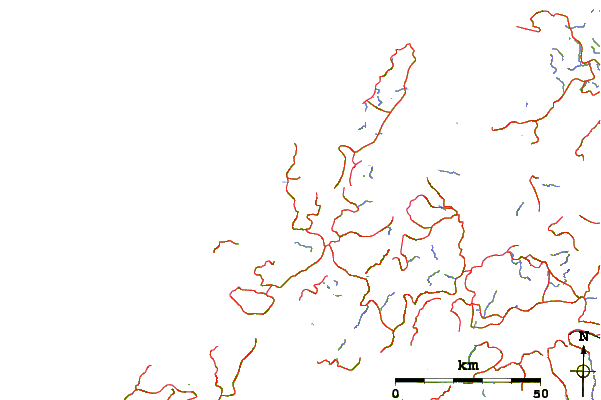 Roads and rivers around Snøkolla