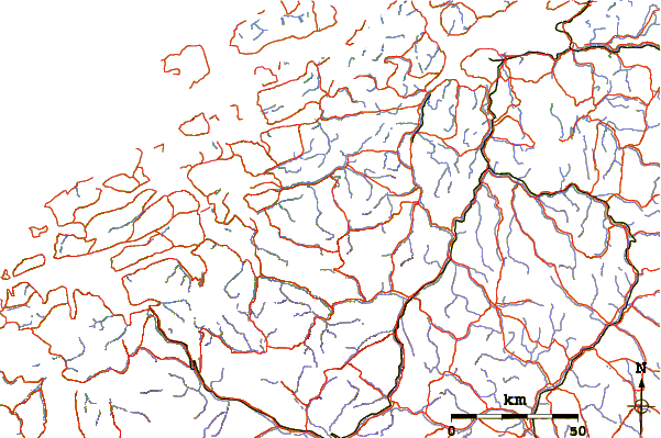 Roads and rivers around Snota