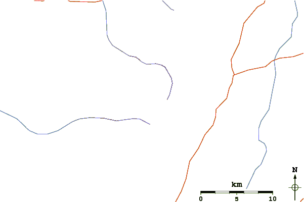 Roads and rivers around Snow Lake Peak