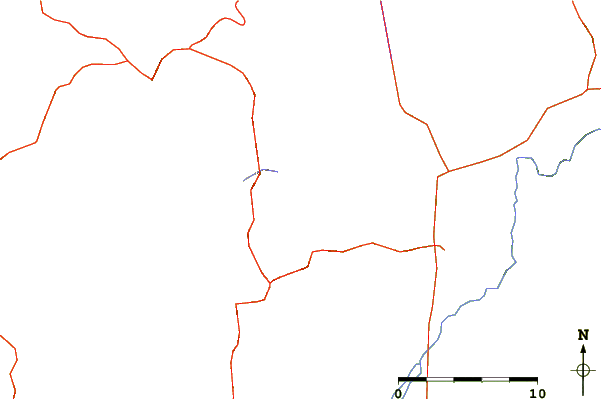 Roads and rivers around Snow Valley Peak