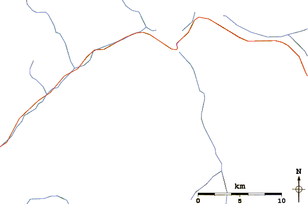 Roads and rivers around Snowfield Peak