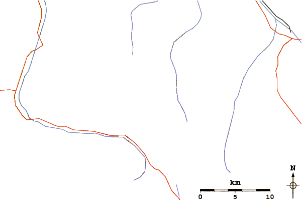 Roads and rivers around Snowmass Peak