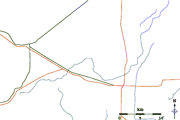 Roads and rivers around Soda Lakes