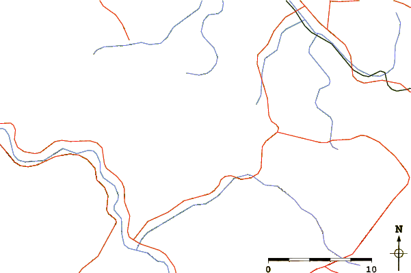 Roads and rivers around Sokolska planina