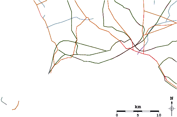 Roads and rivers around Solfatara (volcano)