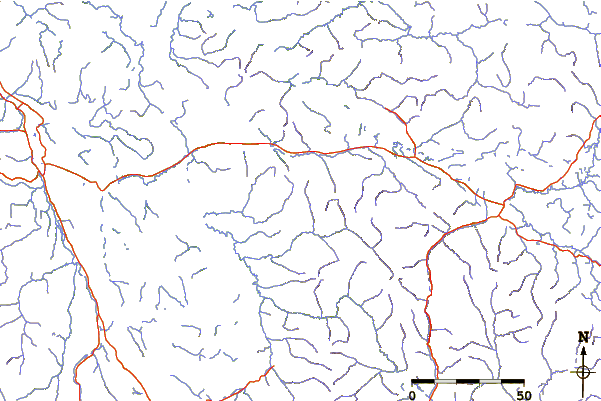 Roads and rivers around Solitary Mountain