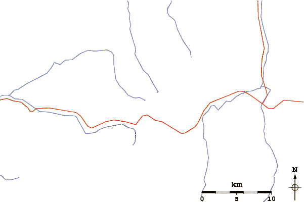 Roads and rivers around Sonora Peak