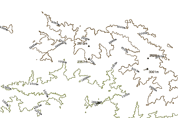 Mountain peaks around South Mount Hawkins