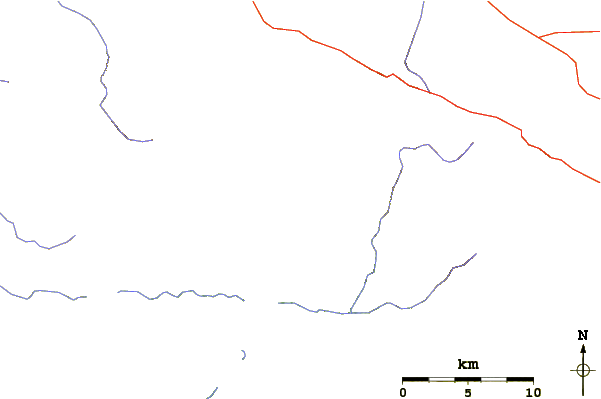 Roads and rivers around South Mount Hawkins