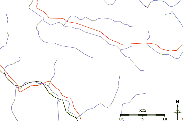 Roads and rivers around Southwest Hunter Mountain