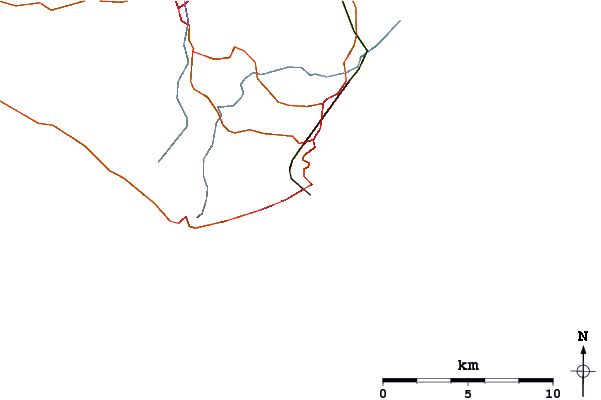 Roads and rivers around St Boniface Down (Isle of Wight)