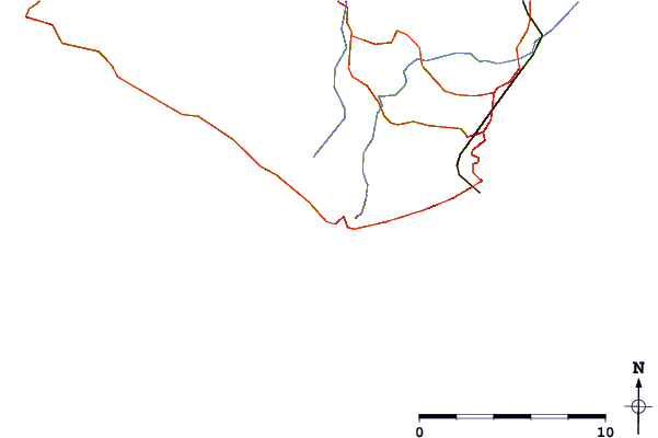 Roads and rivers around St. Catherine's Down (Isle of Wight)