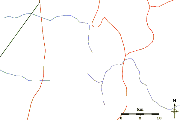 Roads and rivers around St Mary Peak