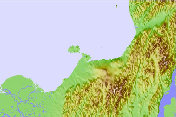 Surf breaks located close to St. Michael volcanic field