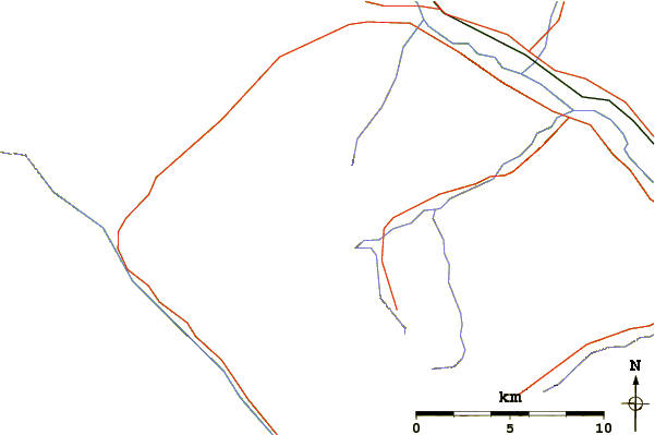 Roads and rivers around Stanley Peak