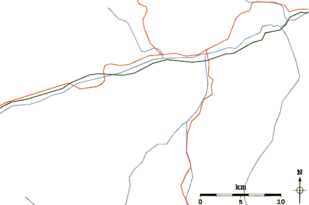 Roads and rivers around Stein (Obersaxen)