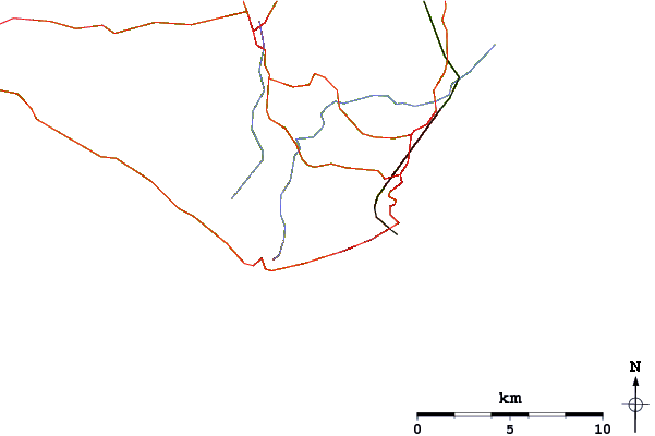 Roads and rivers around Stenbury Down (Isle of Wight)