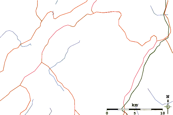 Roads and rivers around Stob na Boine Druim-fhinn