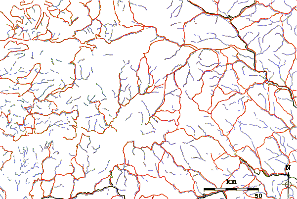 Roads and rivers around Store Austadbotntind