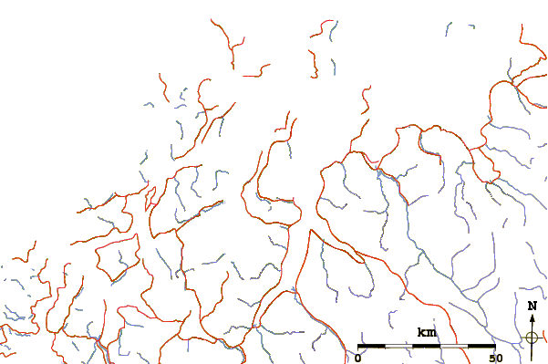 Roads and rivers around Store Lenangstind