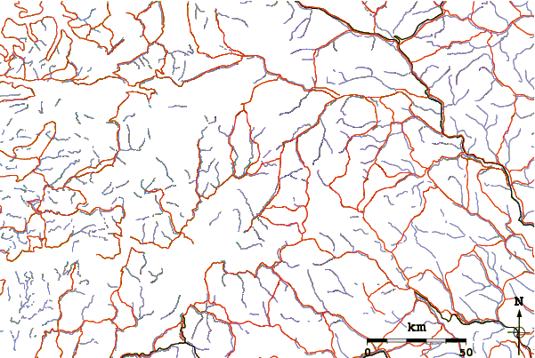 Roads and rivers around Store Styggedalstinden