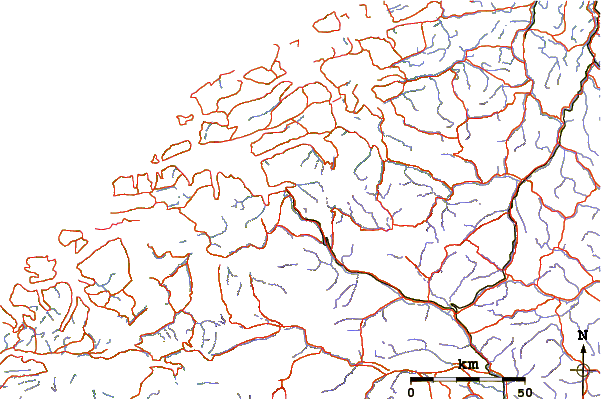 Roads and rivers around Store Venjetinden