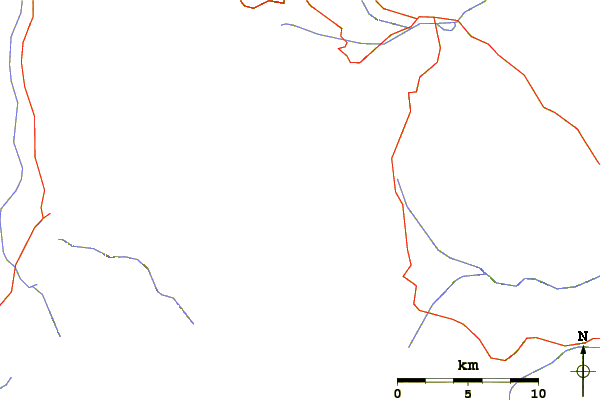 Roads and rivers around Storm Peak