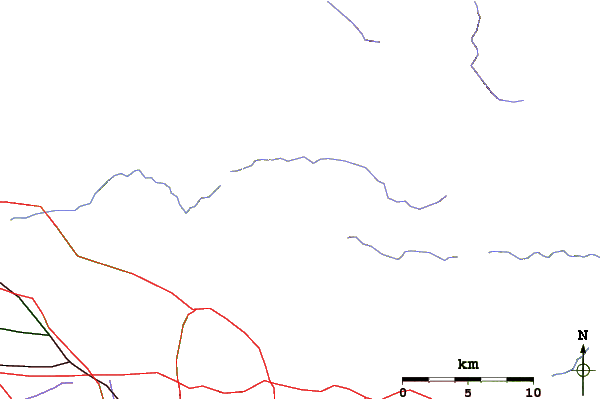 Roads and rivers around Strawberry Peak