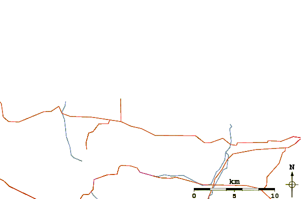 Roads and rivers around Striped Peak