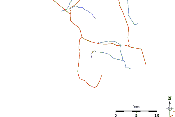 Roads and rivers around Strzelecki Peaks