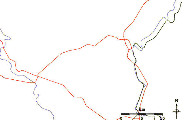 Roads and rivers around Stuffley Knob (Johnson County, Kentucky)